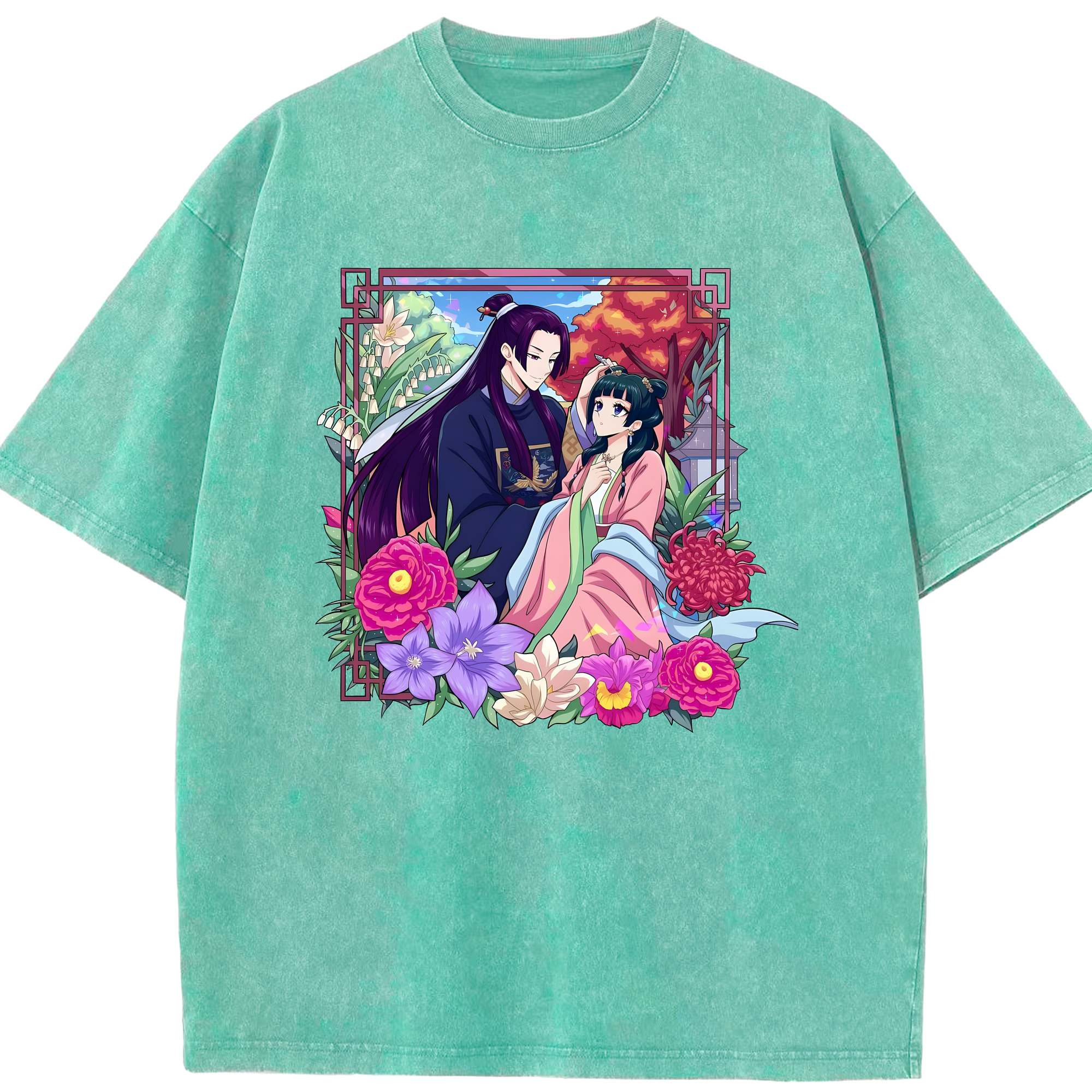 （画像用） 薬屋のひとりごと The Apothecary Diaries 綿100% ヴィンテージ風 半袖Tシャツ（フロントプリント）